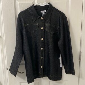 Chico's Black Jean Jacket with Collared Neckline